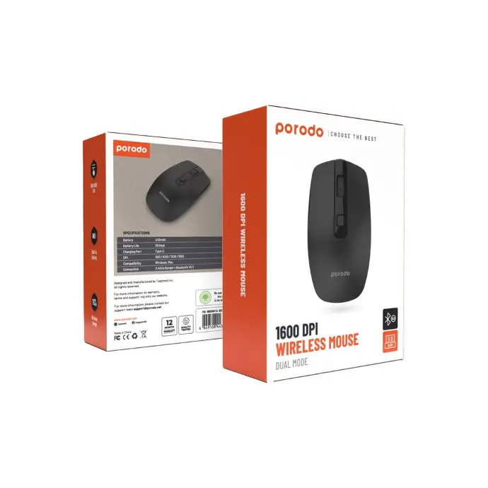موس Porodo 1600DPI Wirless Mouse