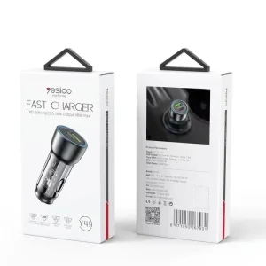 شارژر فندکی فست شارژ یسیدو YESIDO Y49 PD 30W+ QC3.0 18W
